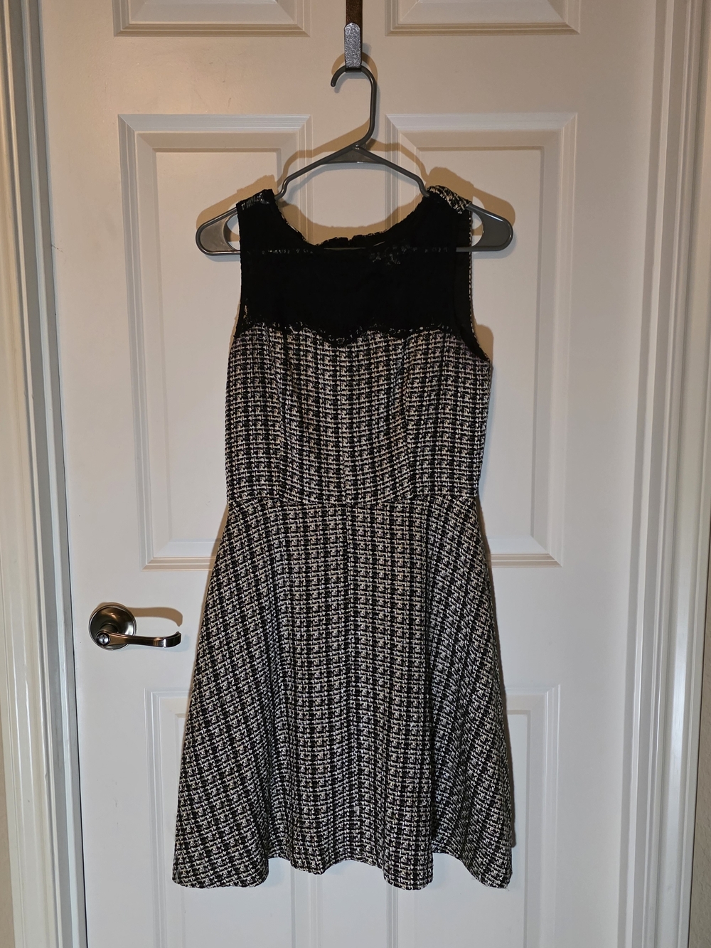 Jessica Simpson Black & White Tweed Fit-and-Flare Dress